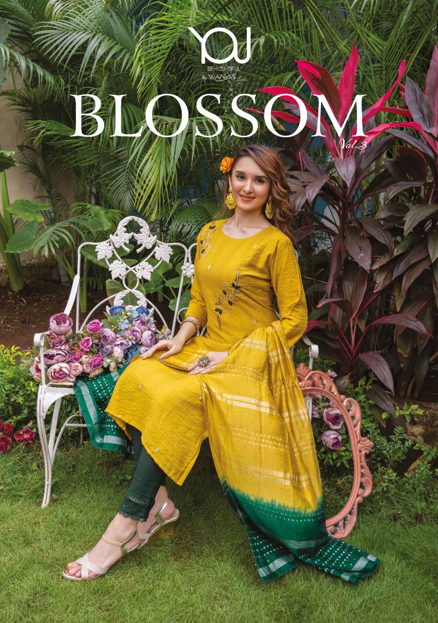 WANNA BLOSSOM VOL 3 HANDWORK KURTI PANT WITH DUPATTA LATEST COLLECTION
